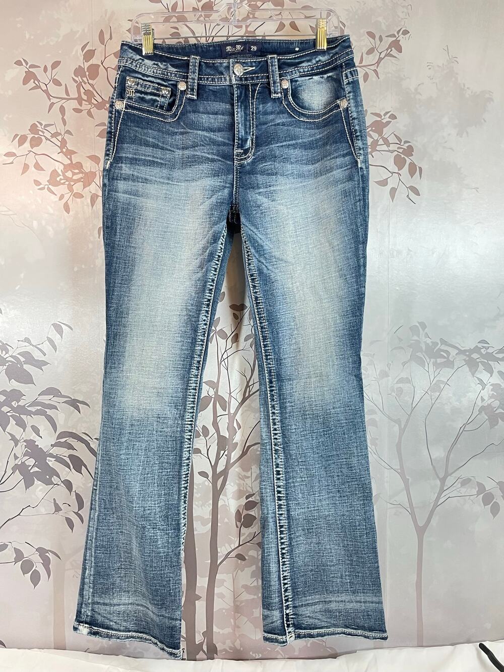Miss Me Curvy Boot Jeans Horseshoe Star Sequin Med Wash 29 Western Y2K